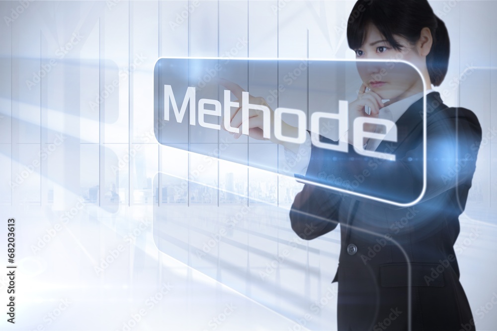 Businessman presenting the word method in german Businessman presenting the word method in german