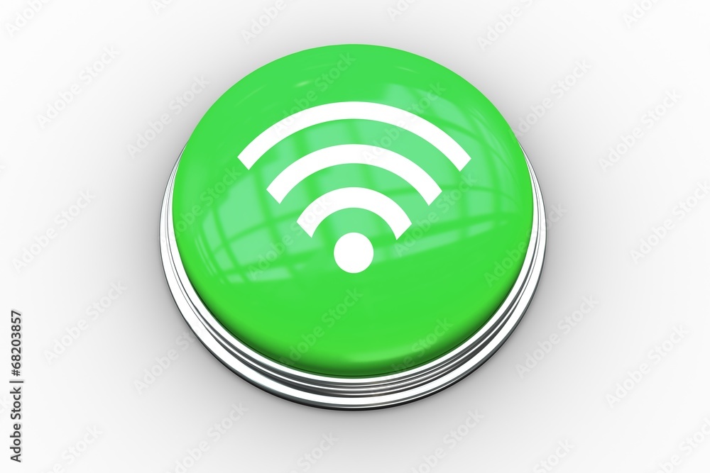 Composite image of wifi symbol graphic on button Composite image of wifi symbol graphic on button