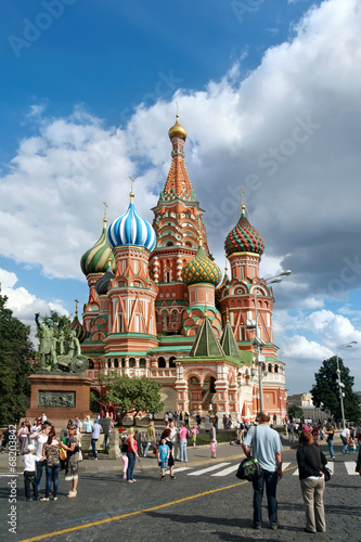 Tourists visiting St. Basil Cathedral, Red Square, Moscow