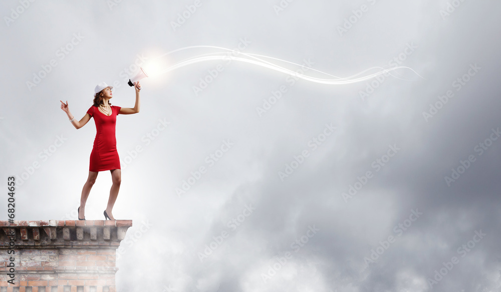 Woman with megaphone
