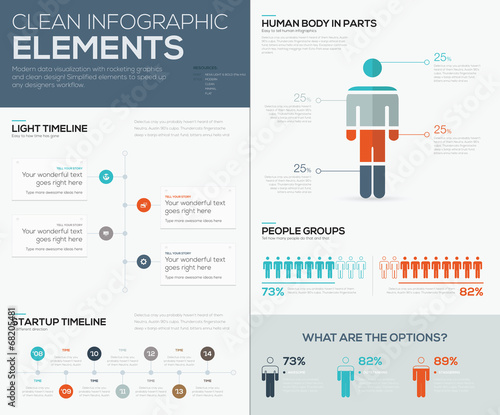 Modern infographic data visualization with people and timelines