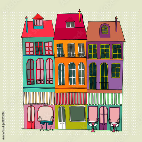 illustrated cute street view