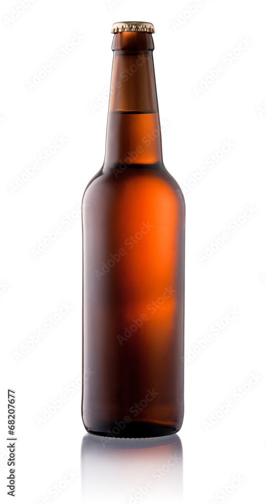 Brown beer bottle isolated on white background Brown beer bottle isolated on white background