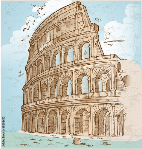 colosseum color hand draw