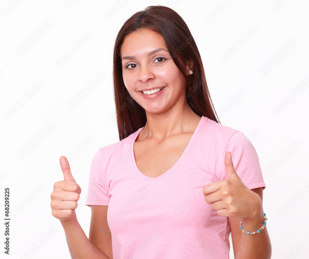 20-24 years young woman with ok gesture 20-24 years young woman with ok gesture