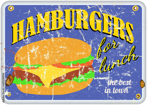 retro hamburger or diner sign, vector, grungy