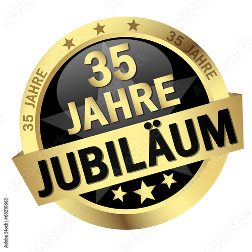 Button mit Banner " 35 JAHRE JUBILÄUM "