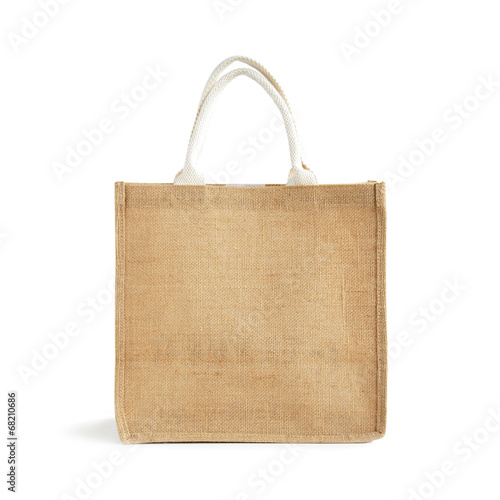 Hessian or jute reusable brown shopping bag with loop handles