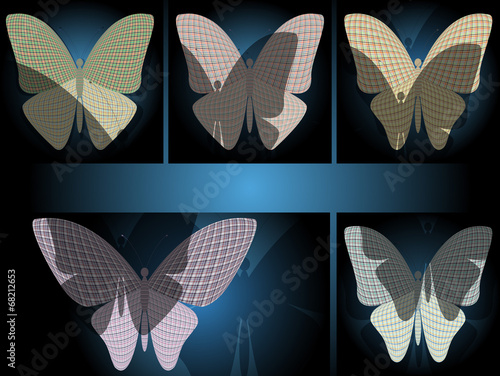 set of butterflies