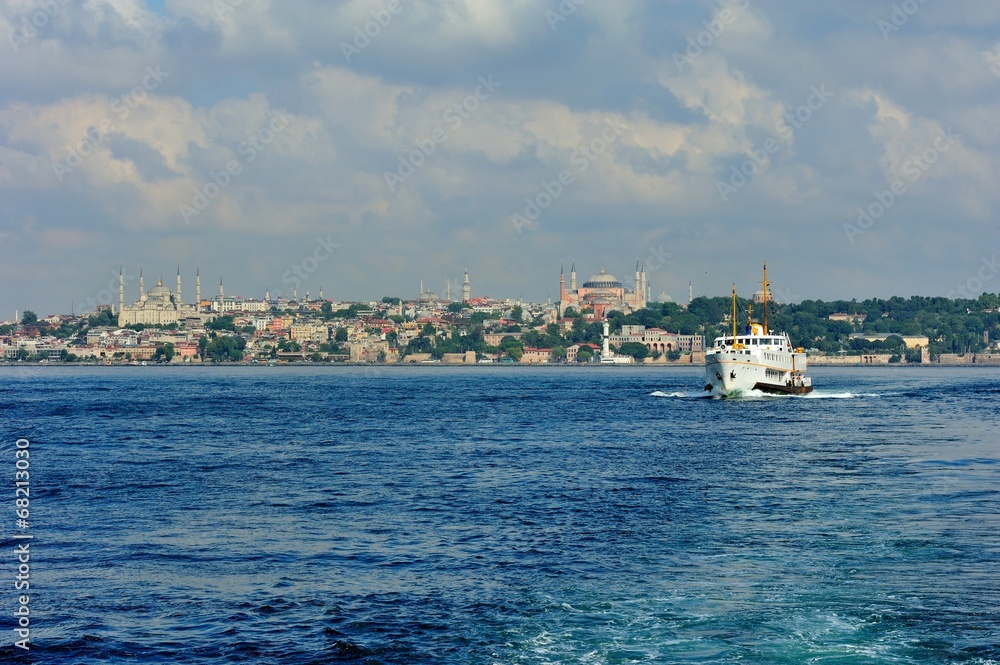Fototapeta premium Blue Mosque and Hagia Sophia in cloudy day