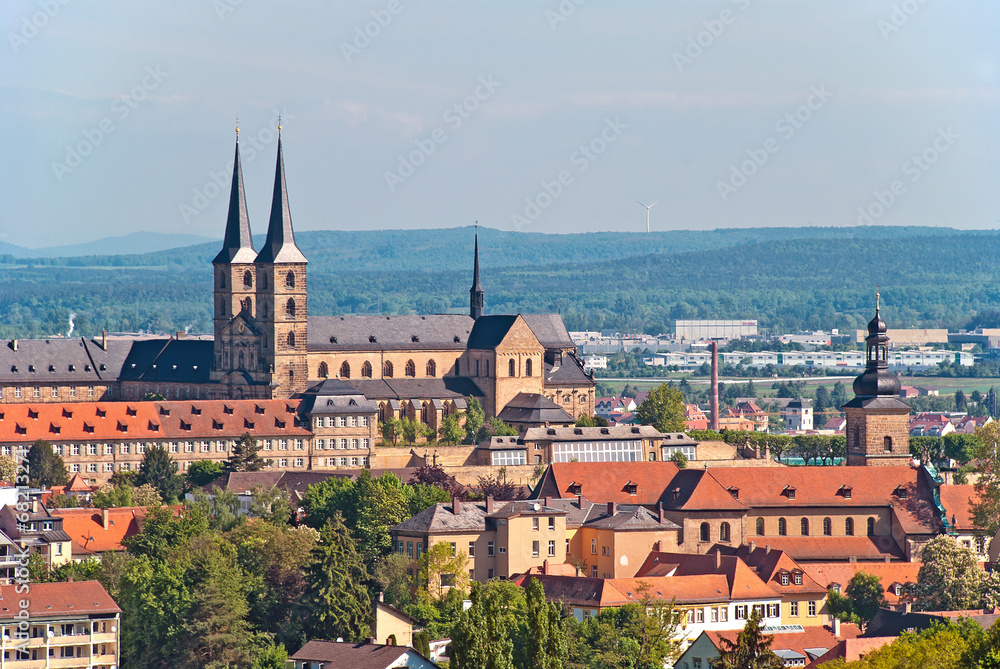 Kloster Michelsberg über der Altstadt von Bamberg in Franken