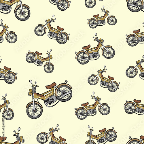 Seamless texture with an old moped 3