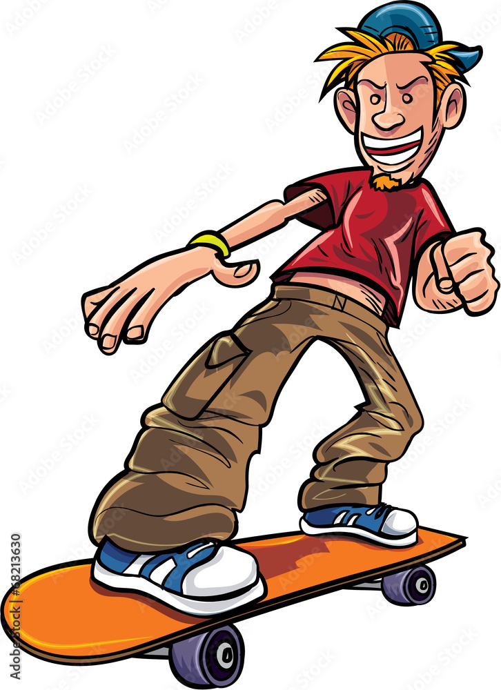 Cartoon skater on his skateboard Stock Vector | Adobe Stock