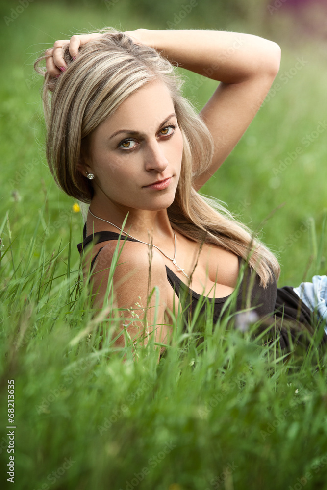 Beautiful woman on a meadow Beautiful woman on a meadow