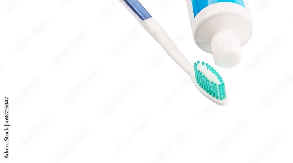 Toothbrush and toothpaste over white background Toothbrush and toothpaste over white background