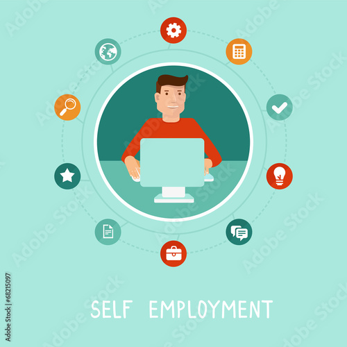 Vector self employed man in flat style