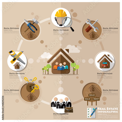 Business And Real Estate Flat Icon Infographic