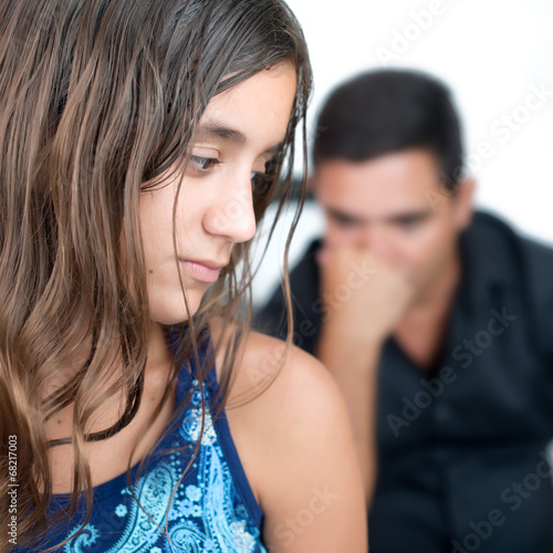 Teenage problems,teen girl and her worried father