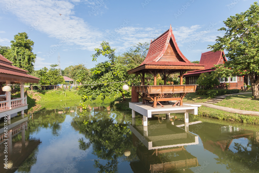 Traditional Thai wooden on the lake