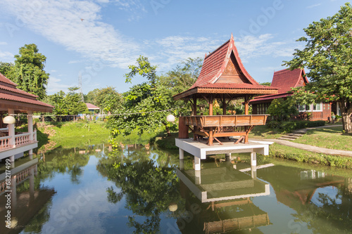 Traditional Thai wooden on the lake
