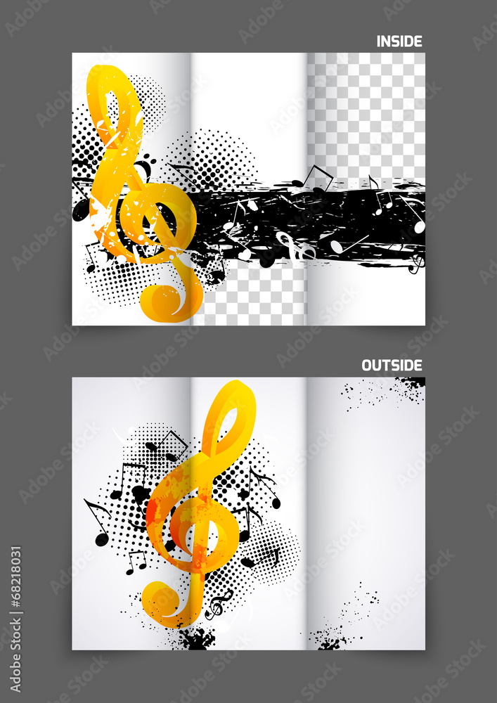 Fototapeta premium Music tri fold brochure