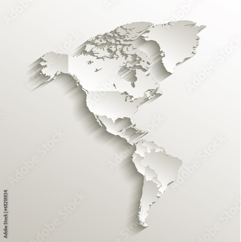 America political map card paper 3D natural vector individual