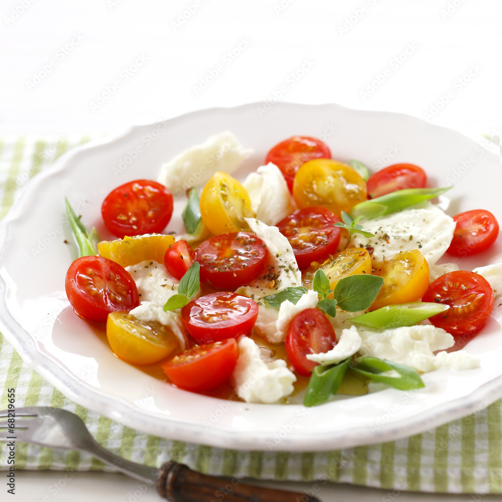 Bunte Tomaten mit Mozzarella und Oregano
