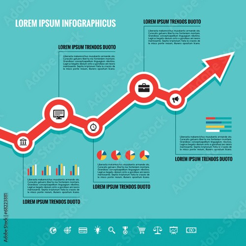 Business Graphic Up-Trend - Vector illustration in flat style