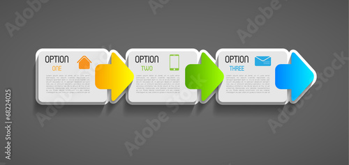 abstract progression tags with option steps and direction arrows