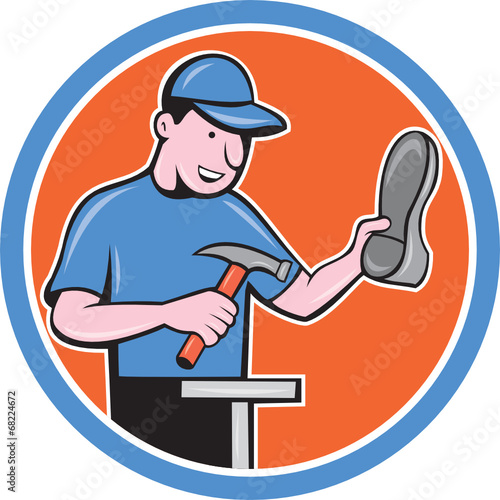 Shoemaker With Hammer Shoe Cartoon