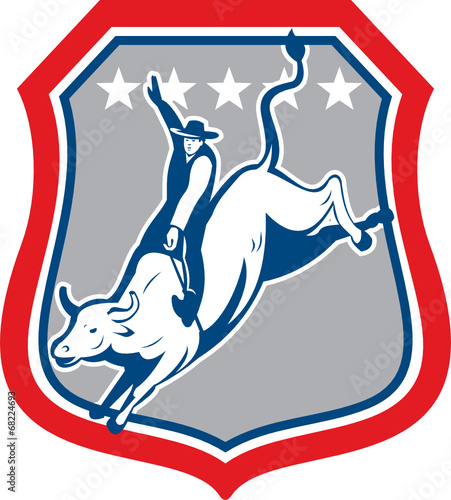 American Rodeo Cowboy Bull Riding Cartoon
