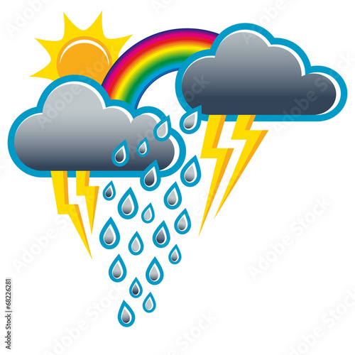 Gewitterschauer, Starkregen, Wetter, Meteorologie, Vektorgrafik