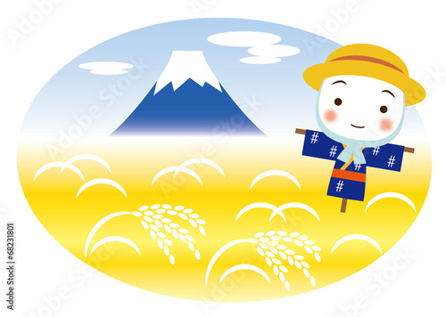 富士山と稲穂