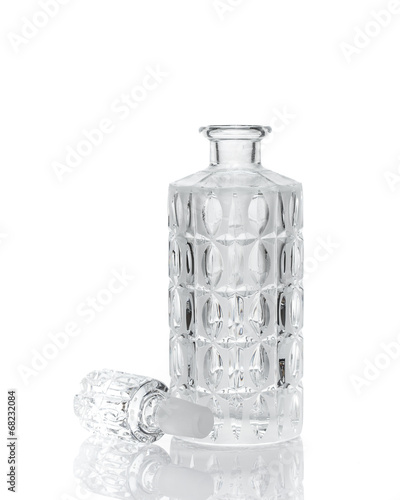 Whiskey crystal decanter isolated on white