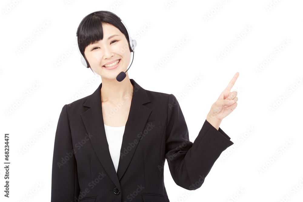 指差すオペレーター 指差すオペレーター