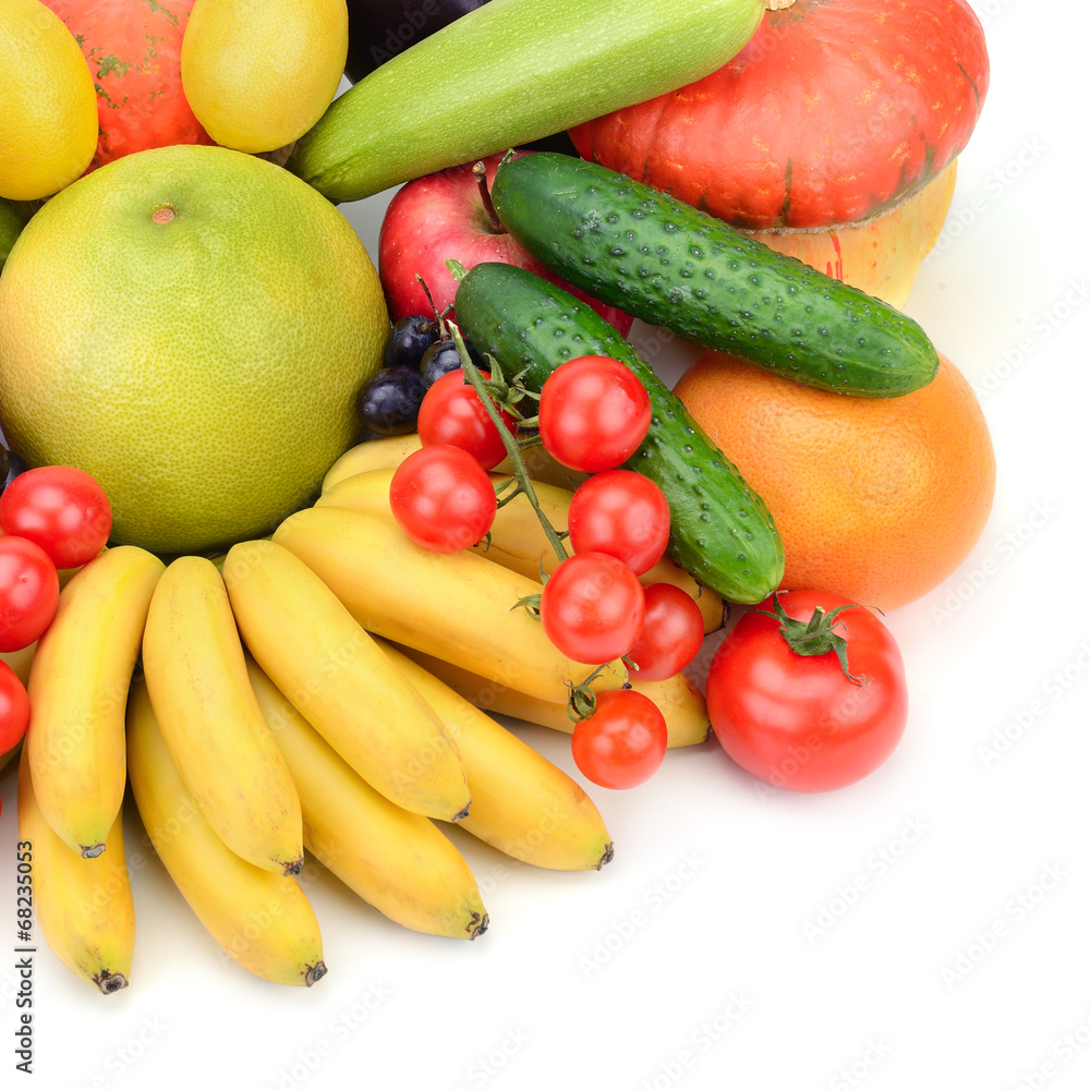 fresh fruits and vegetables isolated on white fresh fruits and vegetables isolated on white