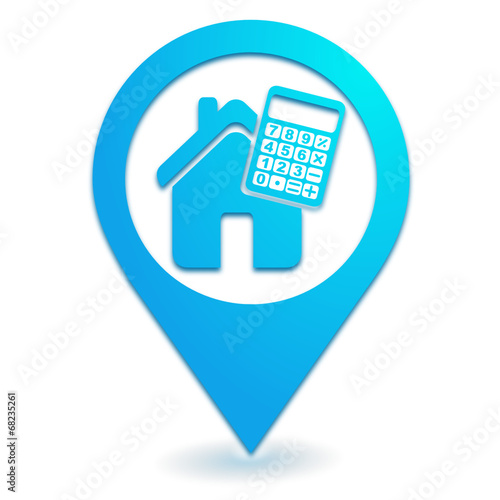 calculatrice immobilier sur symbole localisation bleu