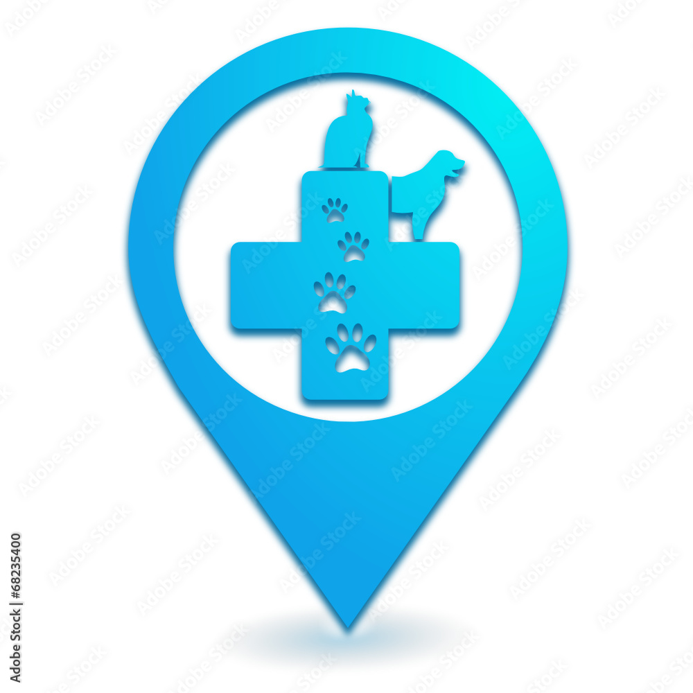 vétérinaire sur symbole localisation bleu