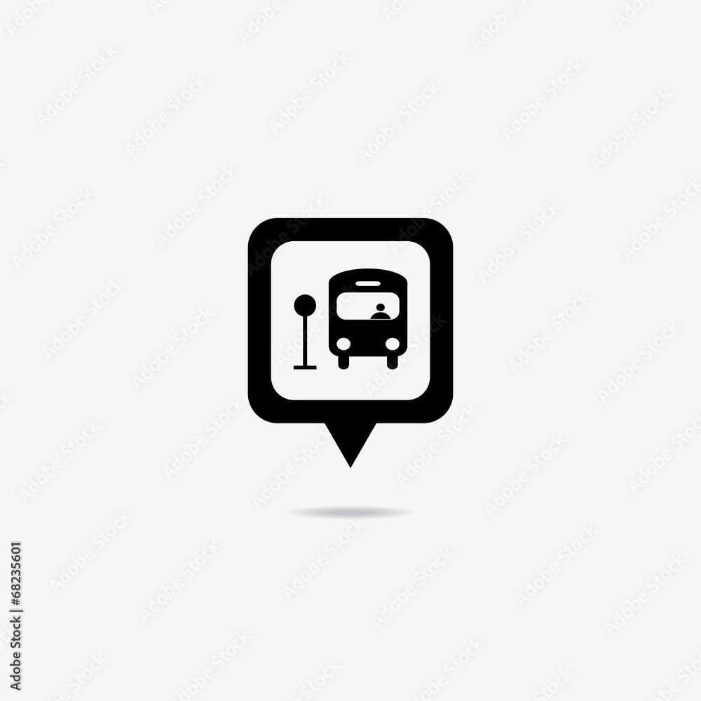 Map marker with Bus icon. Map marker with Bus icon.
