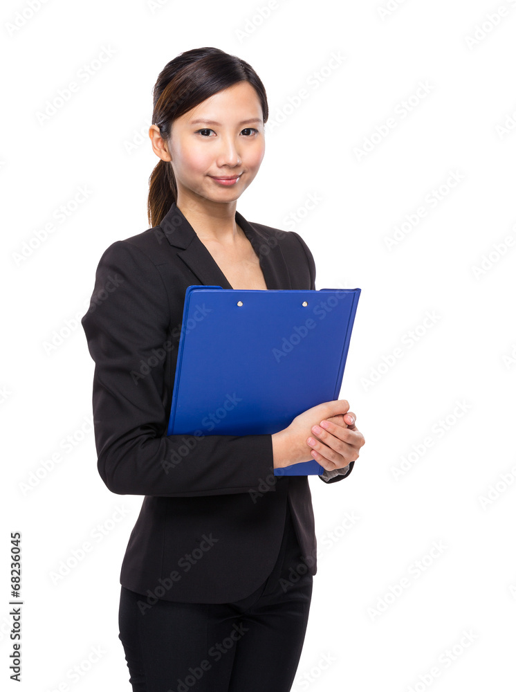 Asian businesswoman with clipboard Asian businesswoman with clipboard