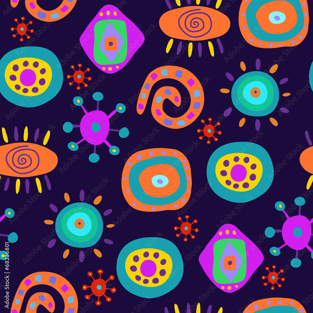 Fototapeta premium Decorative seamless pattern in psychedelic style
