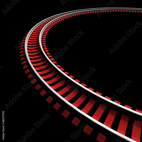 Fototapeta Naklejka Na Ścianę i Meble -  Single curved railroad track