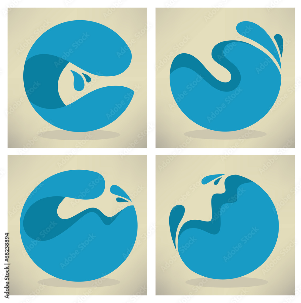 water stickers, icons and symbols water stickers, icons and symbols