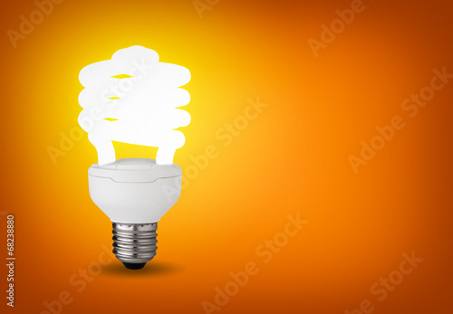 Photography Idea concept with glowing energy saver bulb