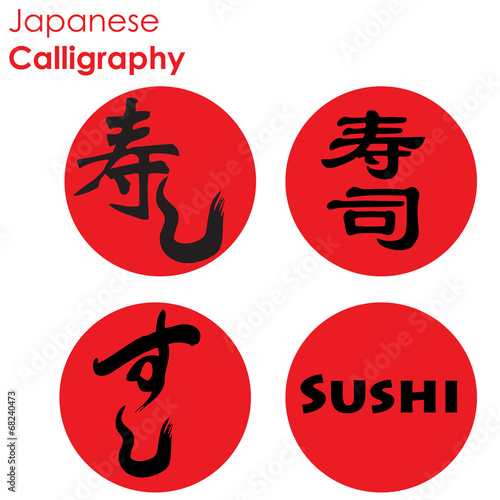 various kind of Sushi character in Japanese calligraphy