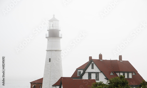 Foggy Lighthouse by Keepers House
