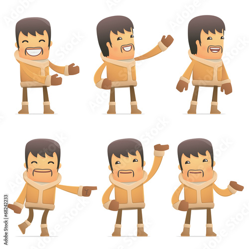 set of eskimo character in different poses