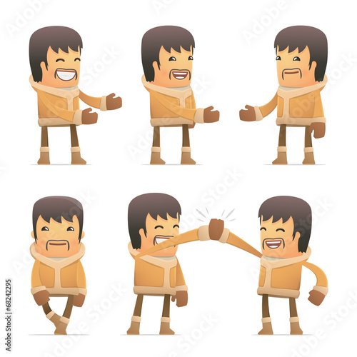 set of eskimo character in different poses