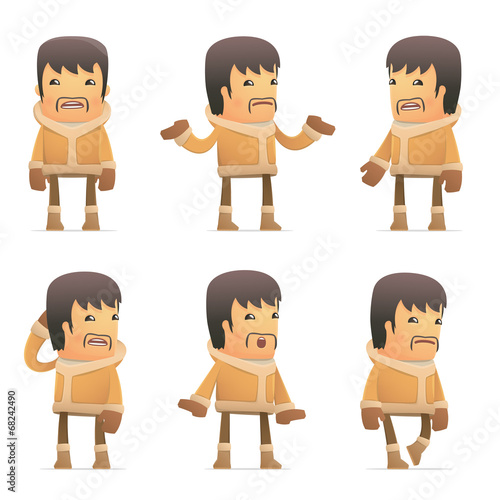 set of eskimo character in different poses