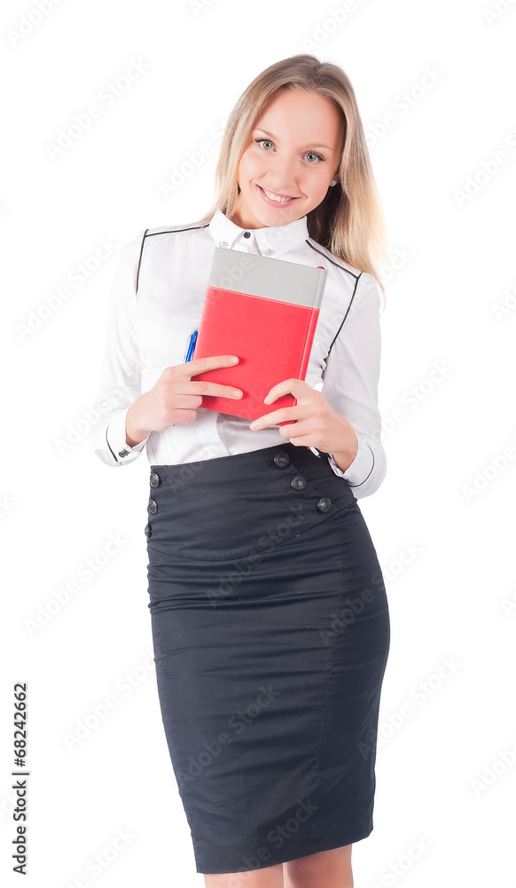 portrait of smiling business woman with organizer portrait of smiling business woman with organizer
